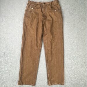 VTG Y2K GSL Denim Jeans Men 38x34 Brown Baggy Wide Leg Skater Mall Goth Grunge